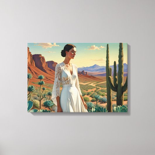 Prachtig landschap met een vrouw Spirituele kunst Canvas Afdruk (Voorkant)