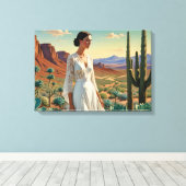 Prachtig landschap met een vrouw Spirituele kunst Canvas Afdruk (Insitu (Houten vloer))