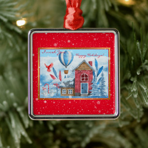 Prachtig landschap met Snowman Metalen Ornament