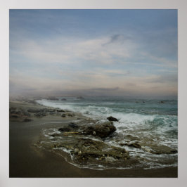 Prachtig landschap met zee en dramatische lucht poster