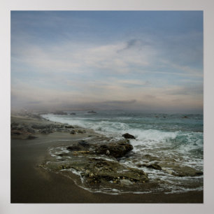 Prachtig landschap met zee en dramatische lucht poster