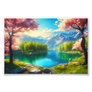 Prachtig landschap op satijn fotopapier foto afdruk