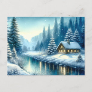 Prachtig landschap van de Winter River Briefkaart