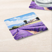 Prachtig lavendelveld in de Provence, Frankrijk Vierkante Kartonnen Onderzetter (Schuin)