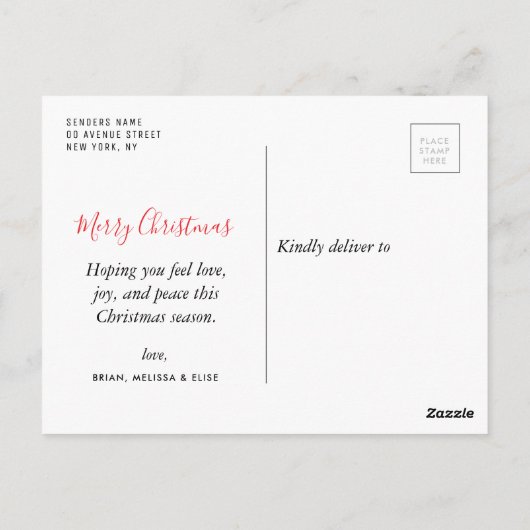 Prachtig leven rood script kerst briefkaart (Achterkant)