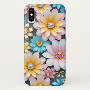 Prachtig Levendig Pastel Bloemenmotief met Pareltj iPhone X Hoesje