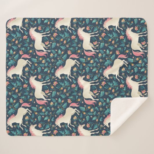 Prachtig Magical Unicorn Pattern Sherpa Deken (Voorkant (horizontaal))