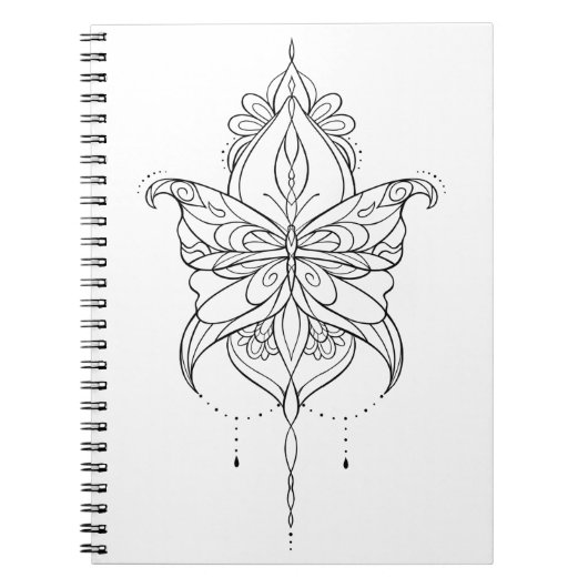 Prachtig Mandala Butterfly Design Pattern Notitieboek (Voorkant)