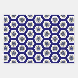 Prachtig maritiem marine wit en goud inpakpapier vel