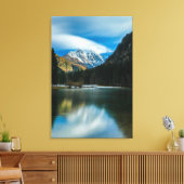 Prachtig meer met bergen in Zgornje Jezersko Canvas Afdruk (Insitu (Woonkamer))