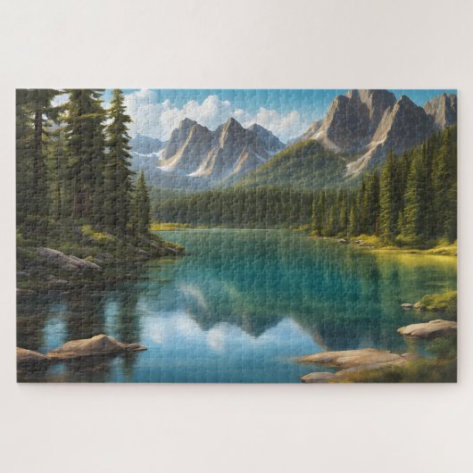 Prachtig meer met reflecties legpuzzel (Horizontaal)
