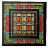 Prachtig middeleeuws Glazen in lood Afbeelding Tegeltje (Voorkant)