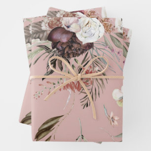 Prachtig modern blush bloemmotief cadeau inpakpapier vel