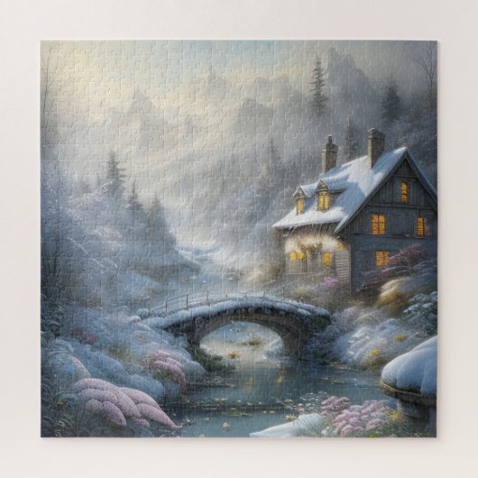 Prachtig modern sneeuw winter landschap legpuzzel (Verticaal)