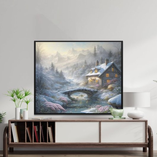 Prachtig modern sneeuw winter landschap poster