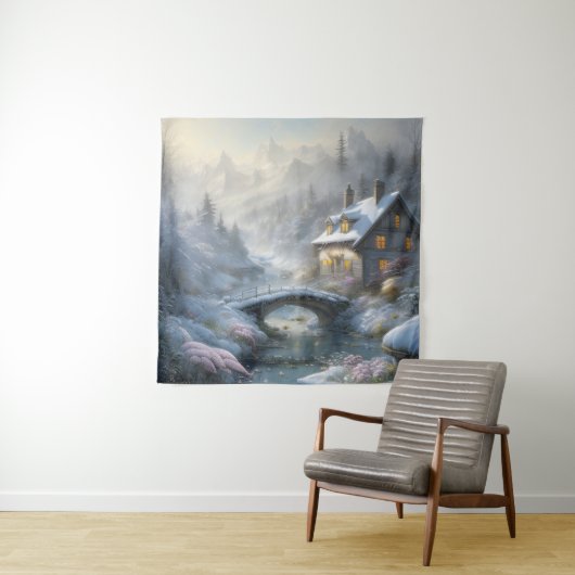 Prachtig modern sneeuw winter landschap wandkleed (In situ)