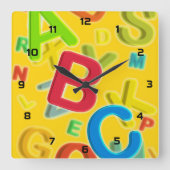 Prachtig moderne kleurrijke ABC Vierkante Klok (Voorkant)