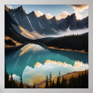 Prachtig Mountain Lake Natuur Landscape Poster