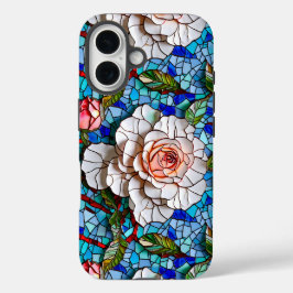Prachtig mozaïek bloemen patroon iPhone 16 hoesje