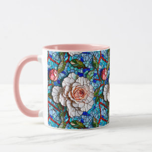 Prachtig mozaïek bloemen patroon mok