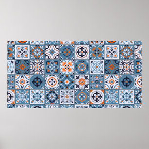 Prachtig naadloos patroon in een modieuze kleur p poster