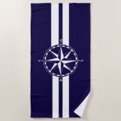 Prachtig Nautical Compass Blue Nautical Thema Strandlaken (Voorkant)