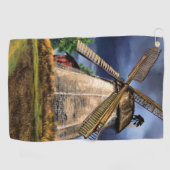 Prachtig Nederlands windmolenlandschap - Tekening Golfhanddoek (Horizontaal)