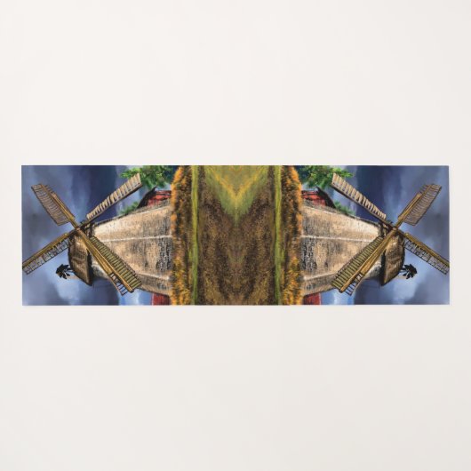 Prachtig Nederlands windmolenlandschap - Tekening Yogamat (Achterkant (horizontaal))