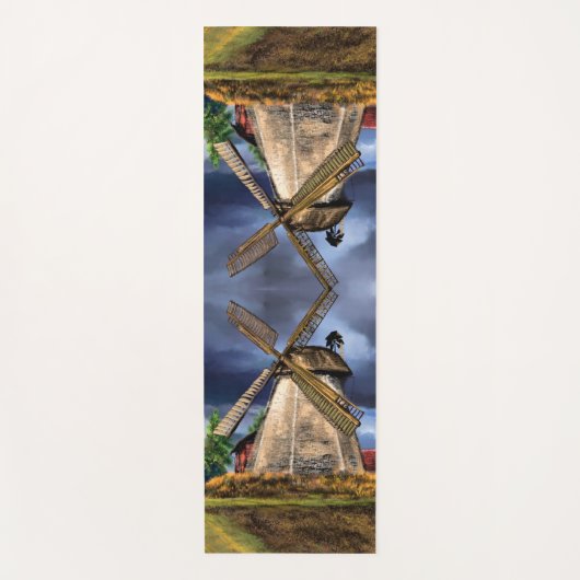 Prachtig Nederlands windmolenlandschap - Tekening Yogamat (Voorkant)