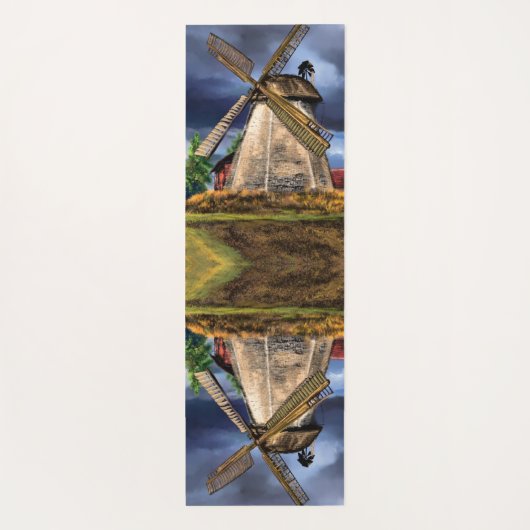 Prachtig Nederlands windmolenlandschap - Tekening Yogamat (Achterkant)