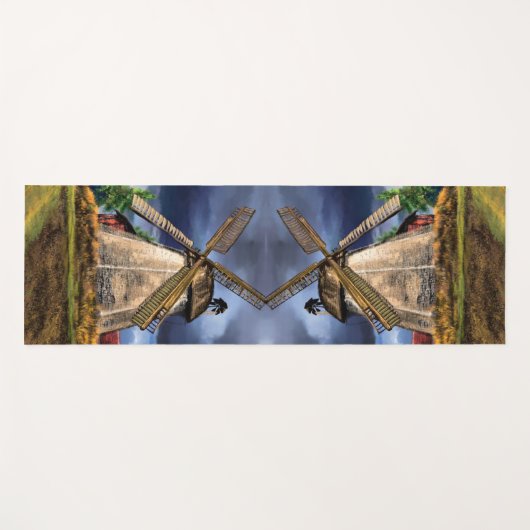 Prachtig Nederlands windmolenlandschap - Tekening Yogamat (Voorkant (horizontaal))