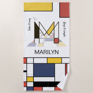 Prachtig neoplastisch kunstmonogram. Letter M Strandlaken
