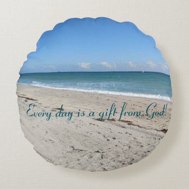 Prachtig oceaan Uitzicht, rond Sierkussen Rond Kussen (Voorkant)