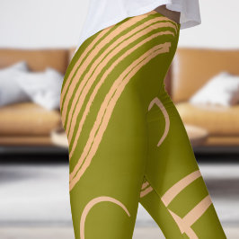 Prachtig Olive Green Swirl patroon Leggings