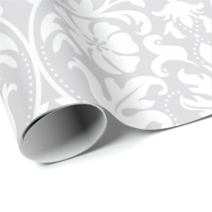 Prachtig ontwerp van Floral White Damask Wedding Cadeaupapier