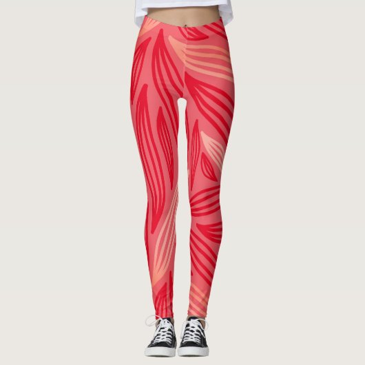 Prachtig Oranje rood bladpatroon Leggings (Voorkant)