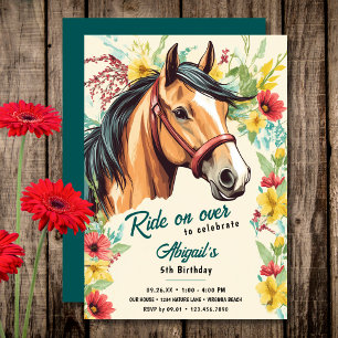 Prachtig paard en wilde bloem verjaardagsfeest kaart
