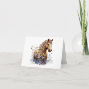Prachtig Paard met Bloemen BLANK Kaart