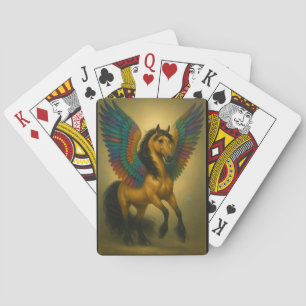 Prachtig Paard Met Spectaculaire Vleugels Pokerkaarten
