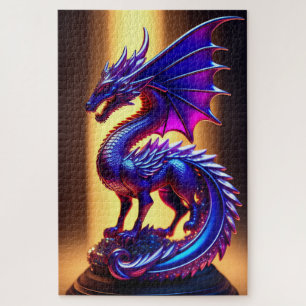 Prachtig Paars Glass Dragon-beeld Legpuzzel