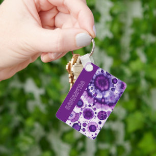 Prachtig Paars Violet Roze Batik Cirkels Kunst Pat Sleutelhanger