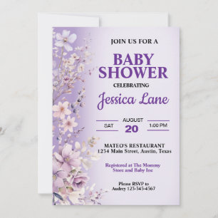 Prachtig paarse bloemen Baby shower Kaart