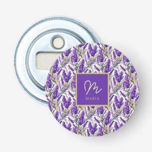 Prachtig Paarse lavendelpatroon Monogramed Button Flesopener