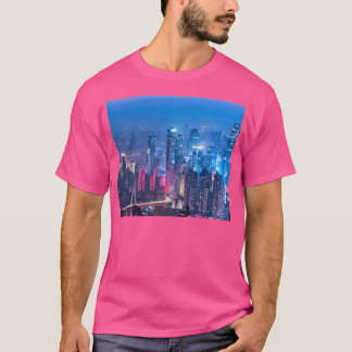 Prachtig panoramisch nachtelijk stadslandschap Uit T-shirt