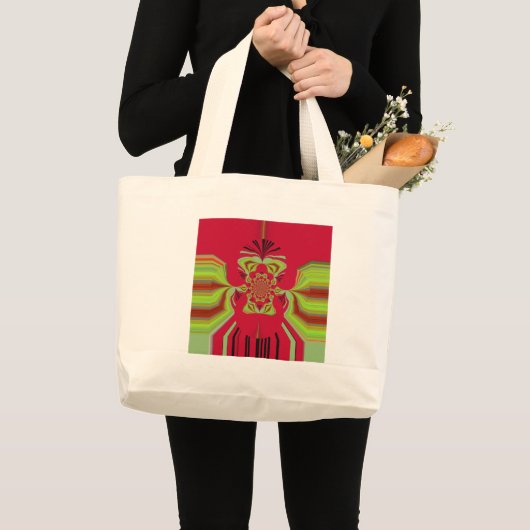 Prachtig patroon van de roodrode Hakuna Matata Grote Tote Bag (Voorkant (product))