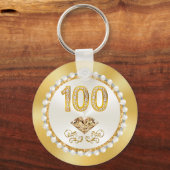 Prachtig personaliseren, 100ste verjaardagsfeestgu sleutelhanger (Achterkant)