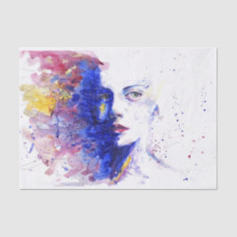 Prachtig portret Schilderen van een Abstracte vrou Tissuepapier