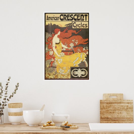 Prachtig Poster voor meisjes en fietsen (Keuken)