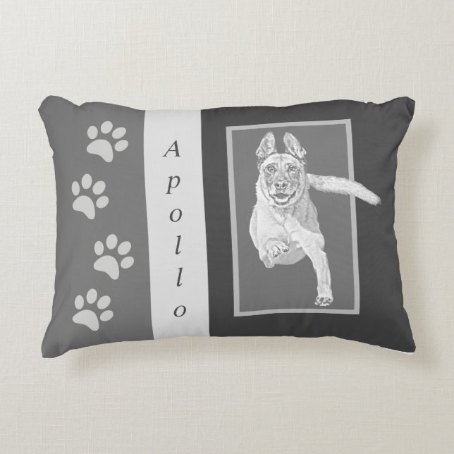 Prachtig potlood Belgisch Malinois Accent Pillow Kussen (Voorkant)