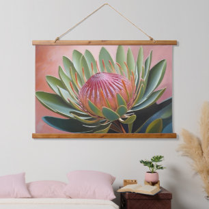Prachtig Protea schilderij Levendige bloemen Hangend Wandkleed